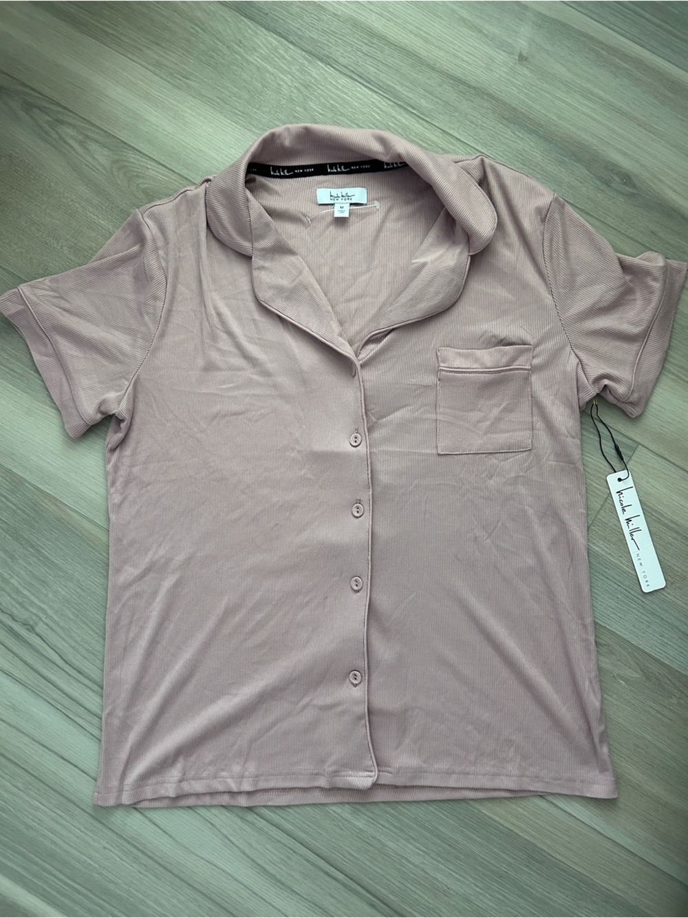 Nicole Miller Dusty Rose Short Sleeve Button Pajama Top